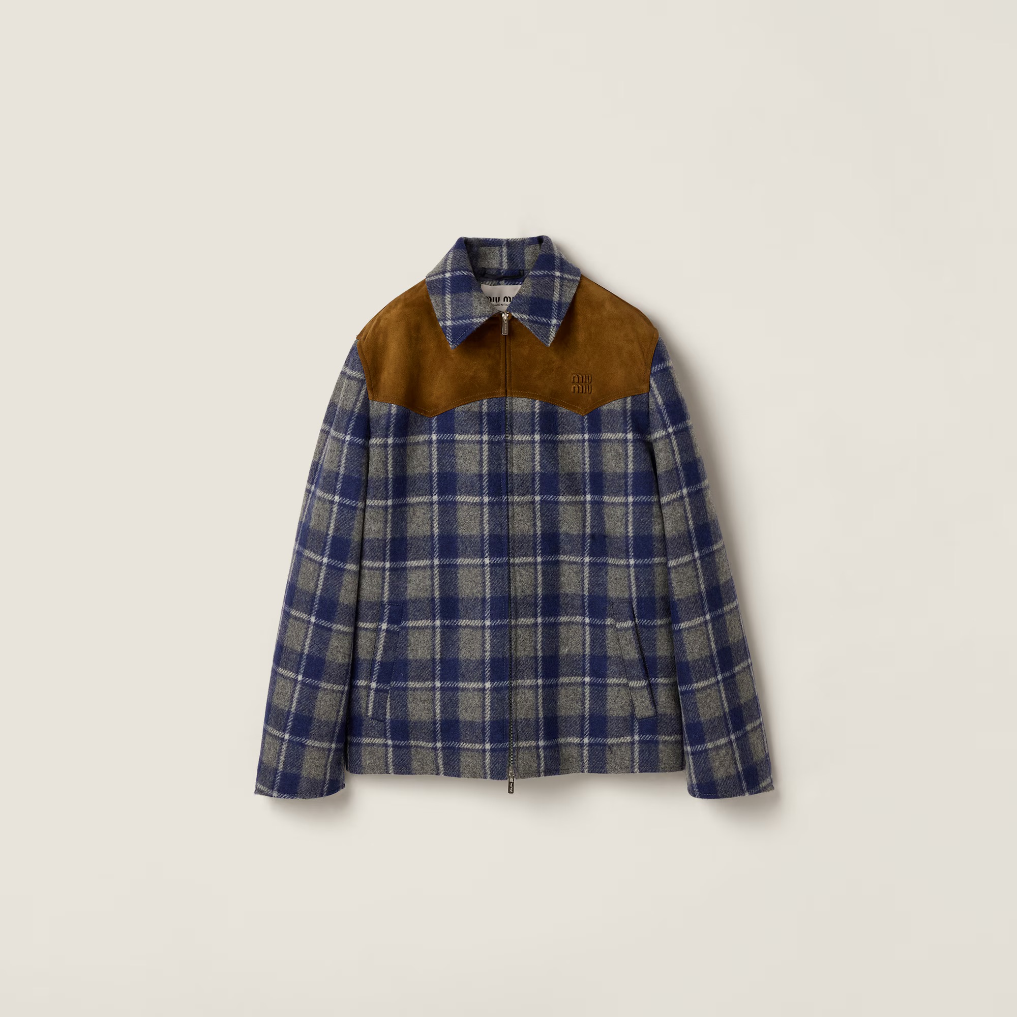 Checked blouson jacket